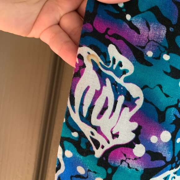 Ocean Fish Print Wide Leg Rayon Pants | Vintage Sea Witch Mermaid - Picture 3 of 7